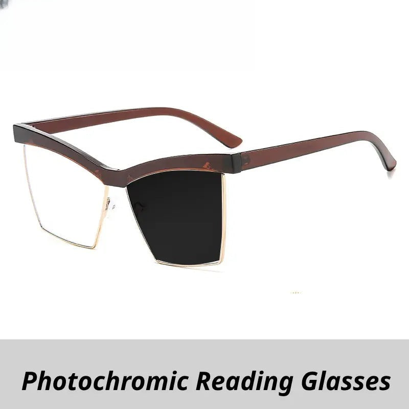 Women's Browline Full Rim Titanium Oversized Reading Glasses 713161 — view 1 | Rx Spectacle