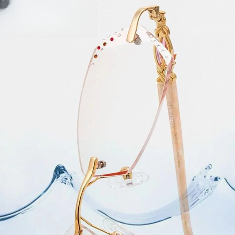 Women's Oval Rimless Alloy Prescription Glasses 016 — view 10 | Rx Spectacle