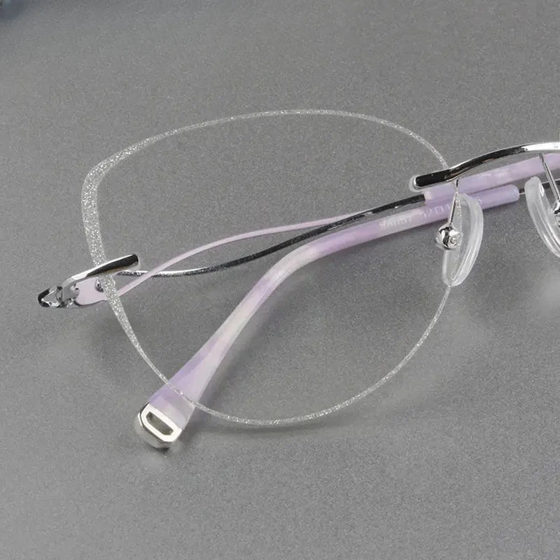 Women's Cat Eye Rimless Titanium Prescription Glasses 88057 — view 2 | Rx Spectacle