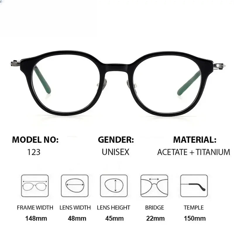 Unisex Round Full Rim Titanium Prescription Glasses 871123 — view 2 | Rx Spectacle
