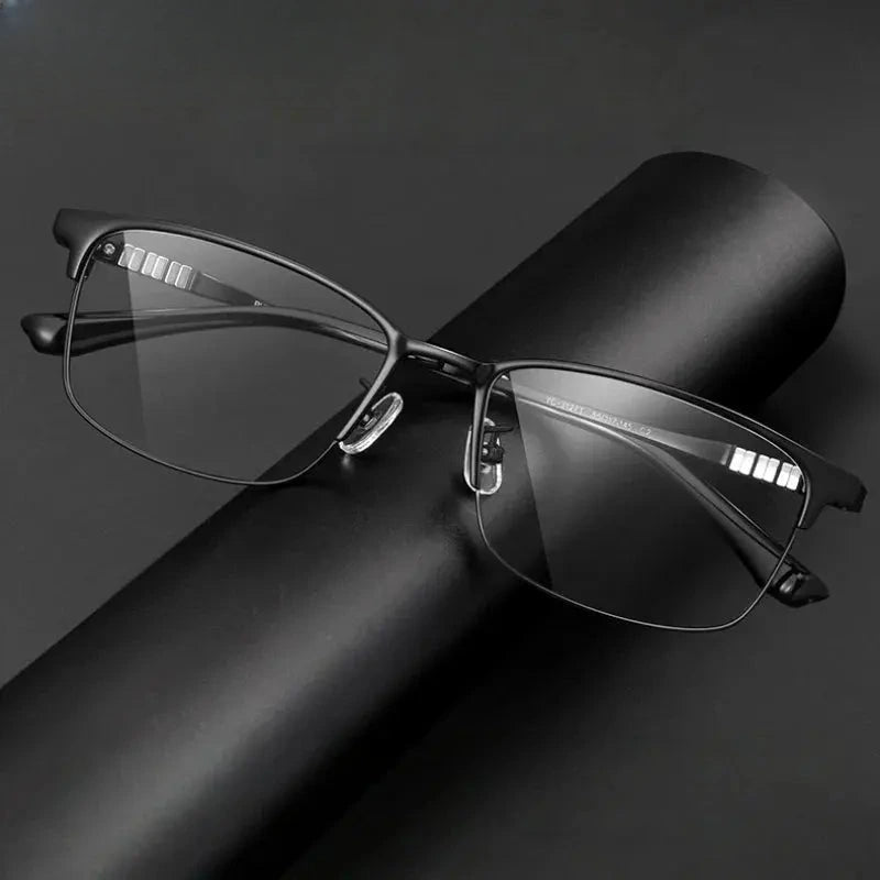 Unisex Square Semi-Rimless Titanium Prescription Glasses 883127 — view 1 | Rx Spectacle