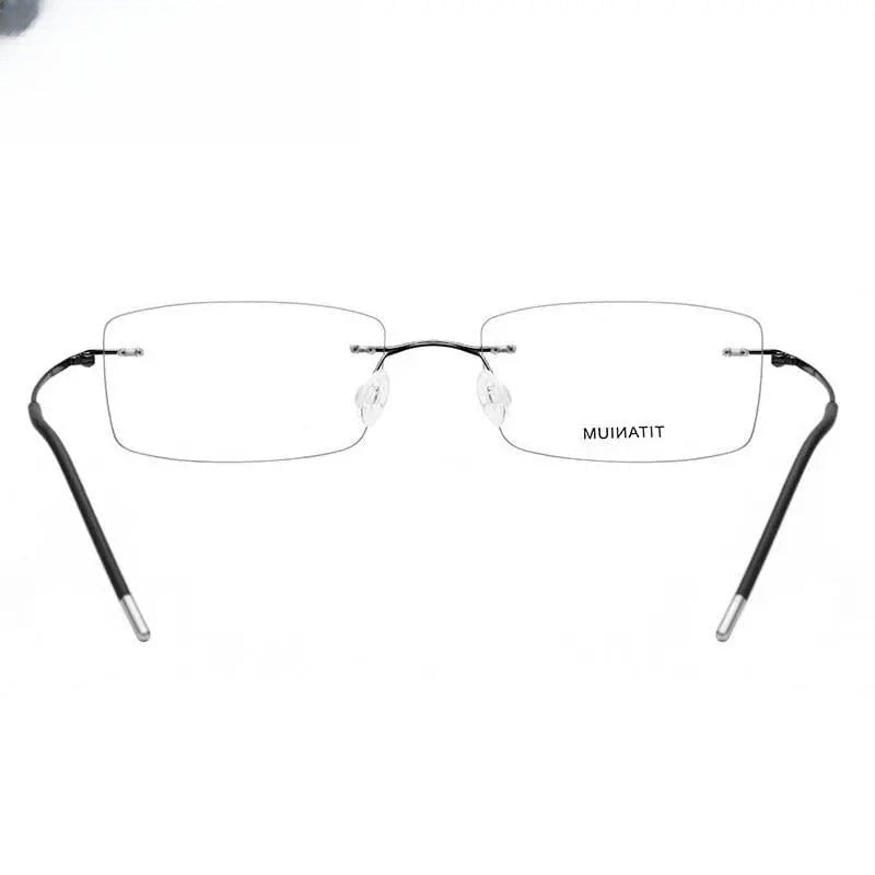 Men's Rectangular Rimless Titanium Prescription Glasses 3127 — view 6 | Rx Spectacle