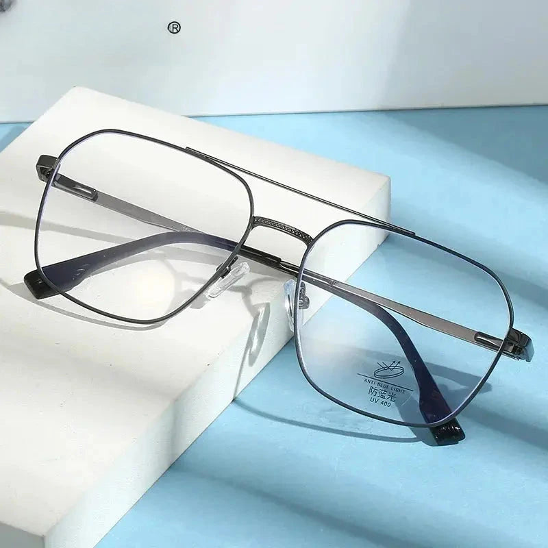 Unisex Square Full Rim Alloy Double Bridge Reading Glasses 46905 — view 1 | Rx Spectacle