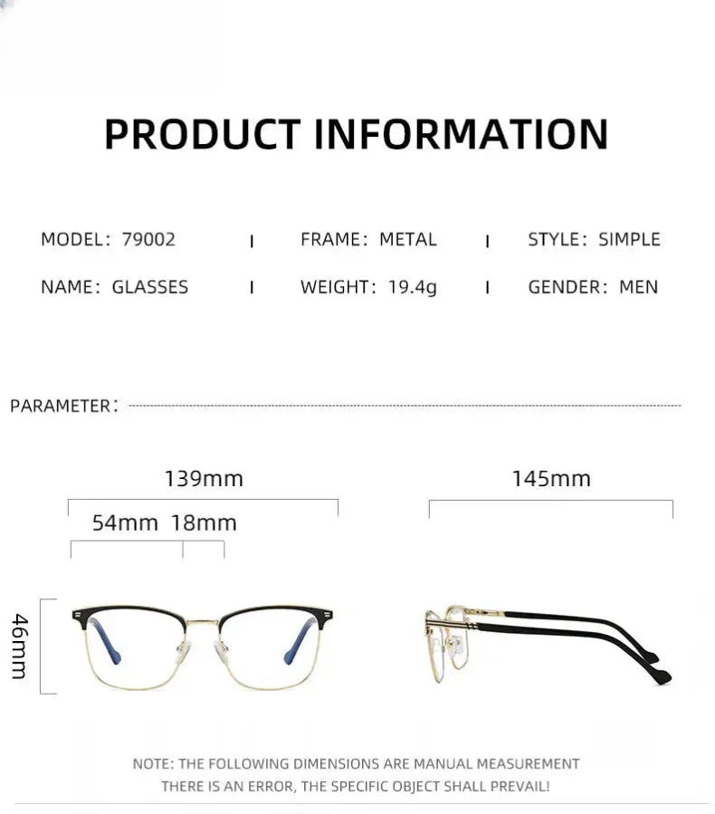 Unisex Square Full Rim Alloy Reading Glasses 779002 — view 2 | Rx Spectacle