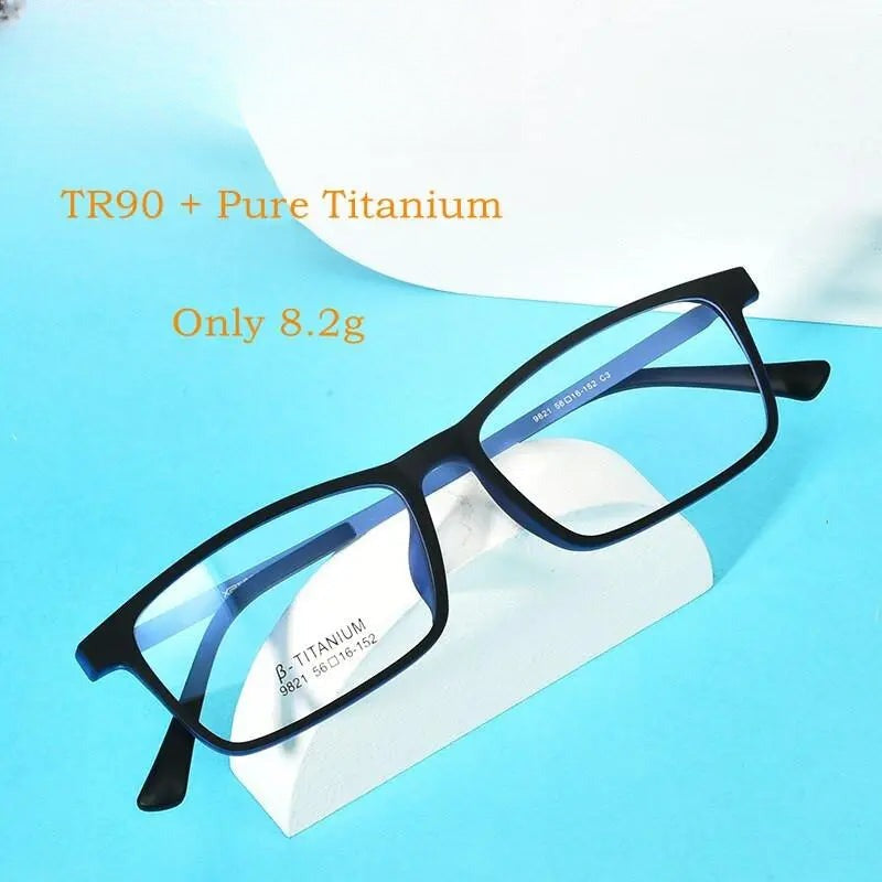 Men's Square Full Rim Titanium Prescription Glasses 9821 — view 11 | Rx Spectacle