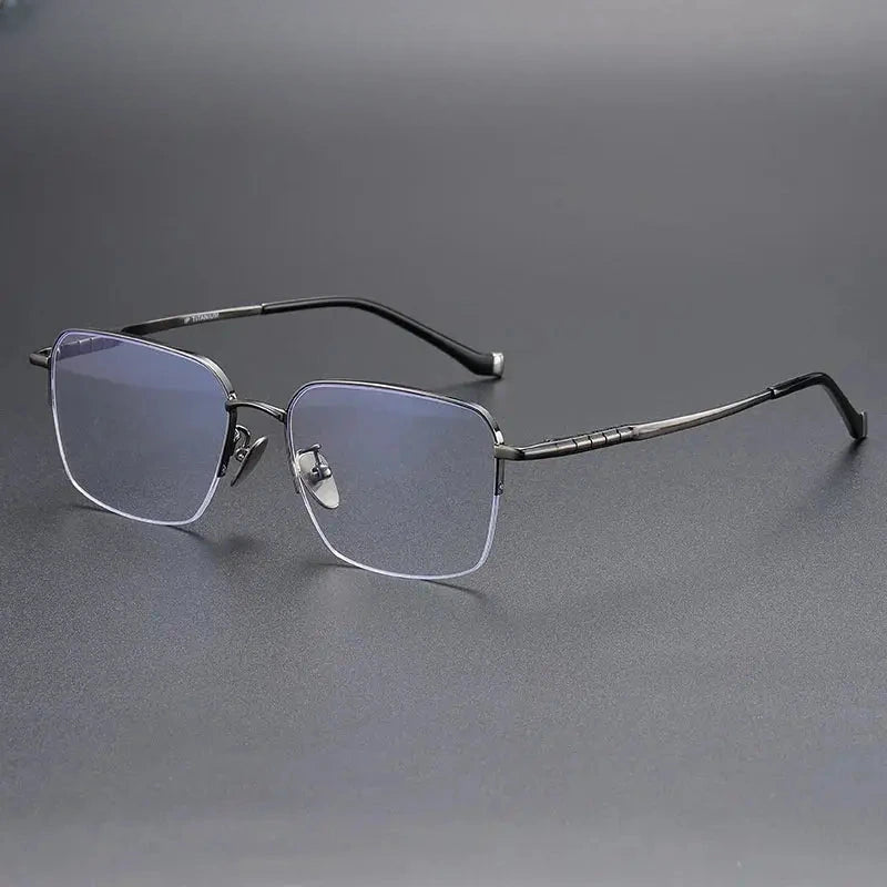 Unisex Square Semi-Rimless Titanium Prescription Glasses 680905 — view 6 | Rx Spectacle