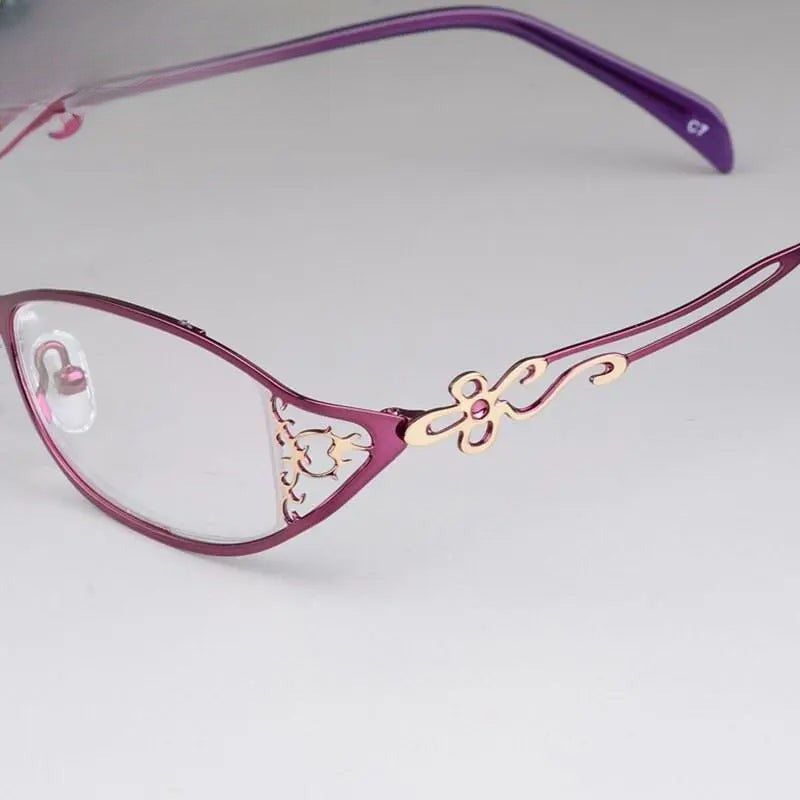 Women's Cat Eye Full Rim Stainless Steel Prescription Glasses 8107 — view 7 | Rx Spectacle