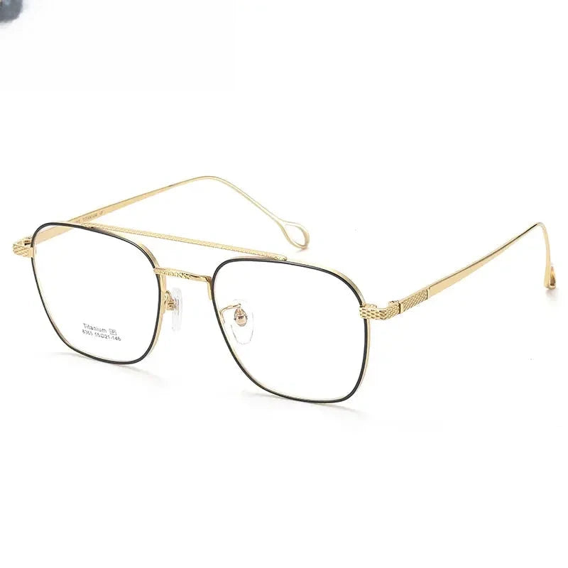 Unisex Square Full Rim Titanium Double Bridge Prescription Glasses 83654 — view 4 | Rx Spectacle