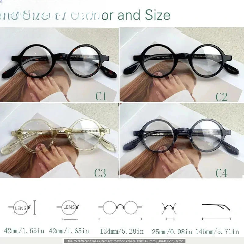 Unisex Round Full Rim Acetate Prescription Glasses 4225e — view 6 | Rx Spectacle