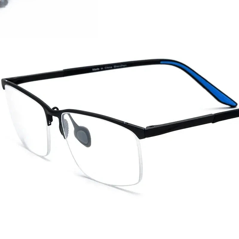 Unisex Browline Semi-Rimless Titanium Prescription Glasses 17301 — view 3 | Rx Spectacle