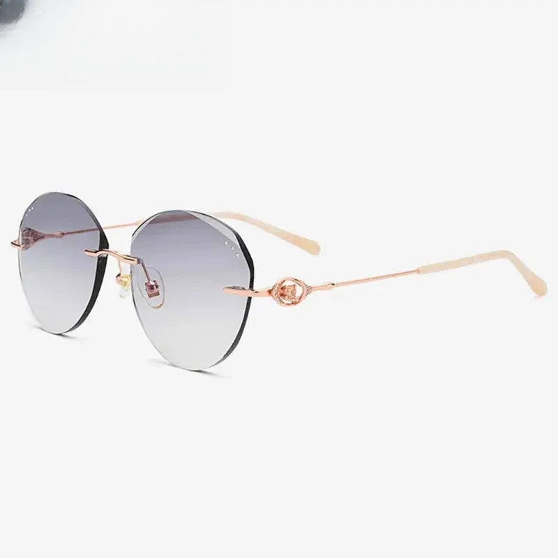 Women's Cat Eye Rimless Titanium Prescription Glasses 698170 — view 3 | Rx Spectacle