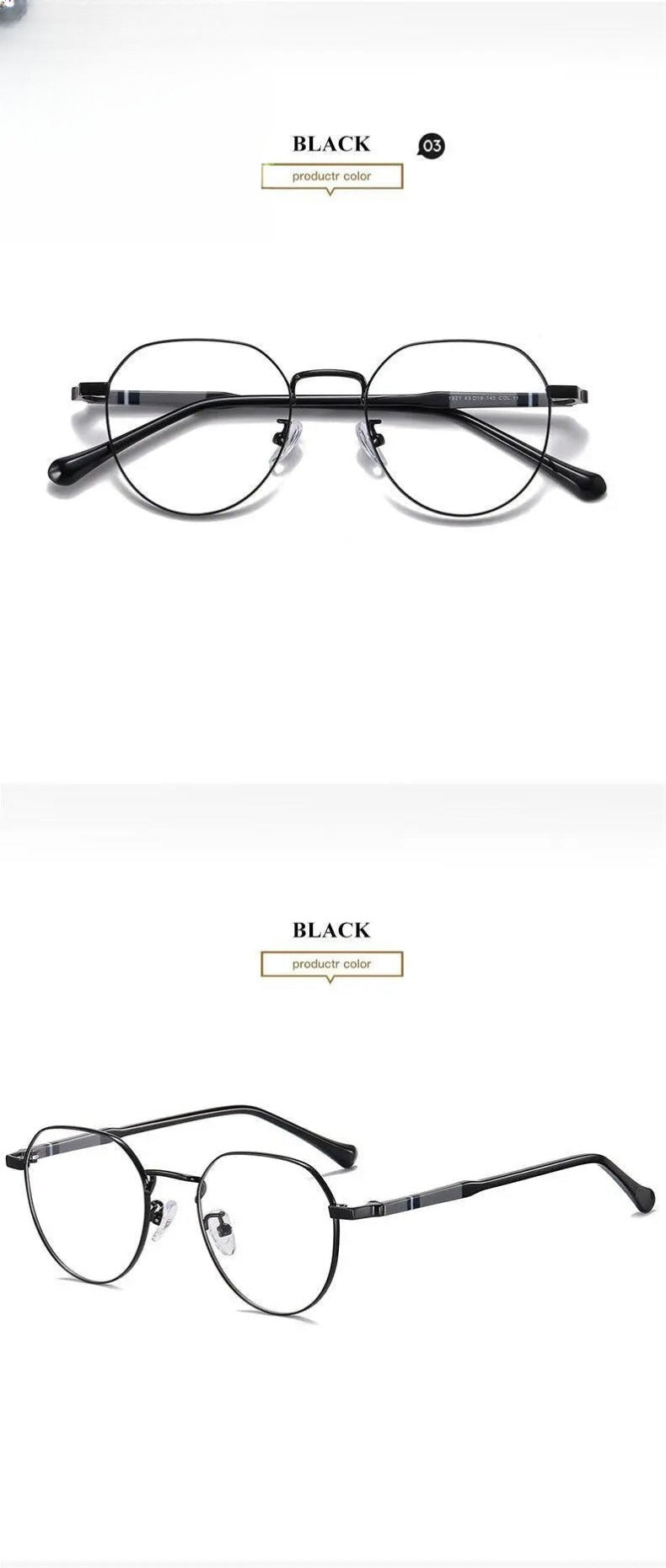 Unisex Round Full Rim Stainless Steel Prescription Glasses 1921 — view 14 | Rx Spectacle