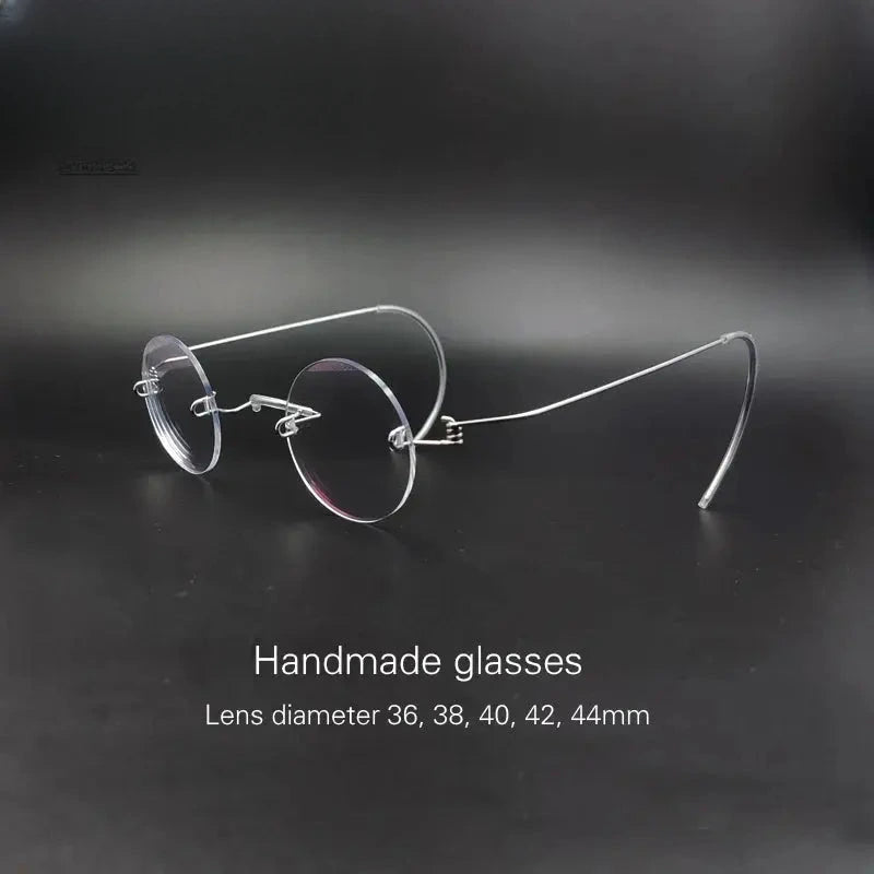 Unisex Round Rimless Stainless Steel Screwless Prescription Glasses 384042 — view 2 | Rx Spectacle
