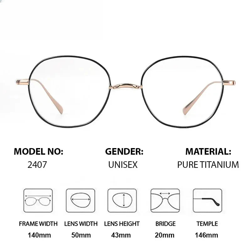 Unisex Oval Full Rim Titanium Prescription Glasses 402407 — view 3 | Rx Spectacle