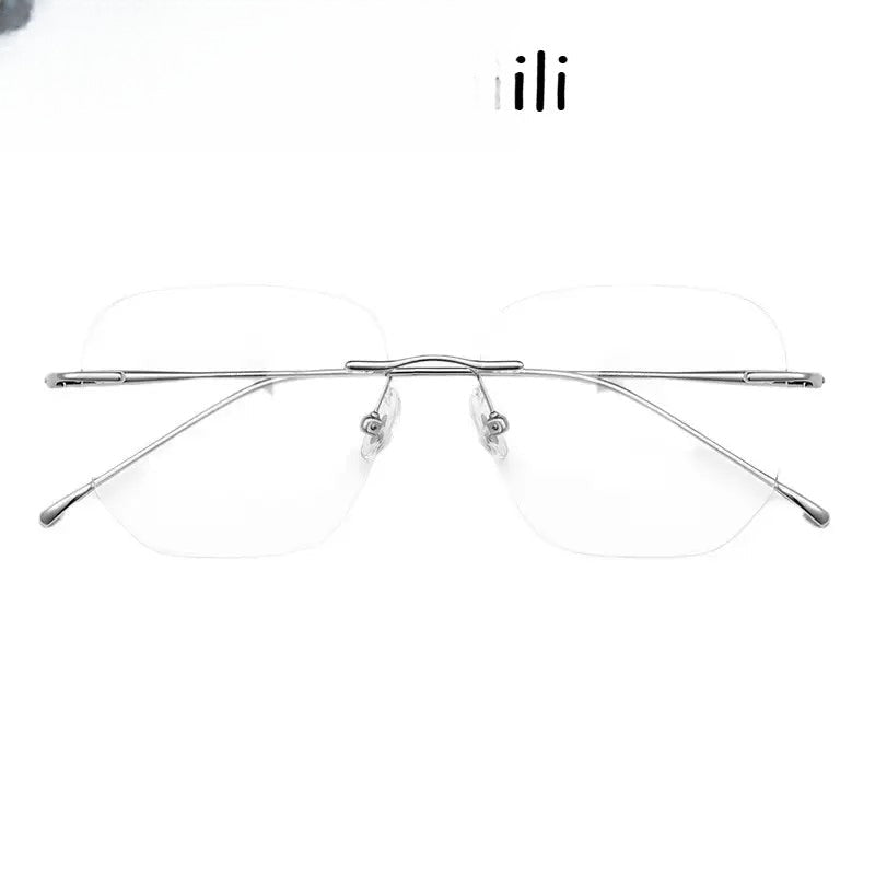 Women's Square Rimless Titanium Prescription Glasses 48925 — view 1 | Rx Spectacle