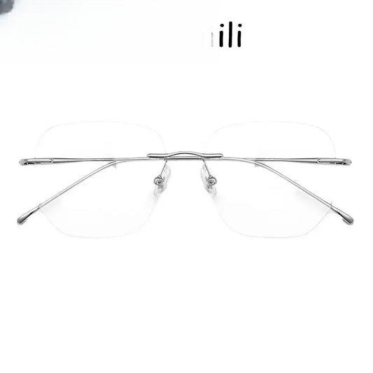 Women's Square Rimless Titanium Prescription Glasses 48925 — view 1 | Rx Spectacle