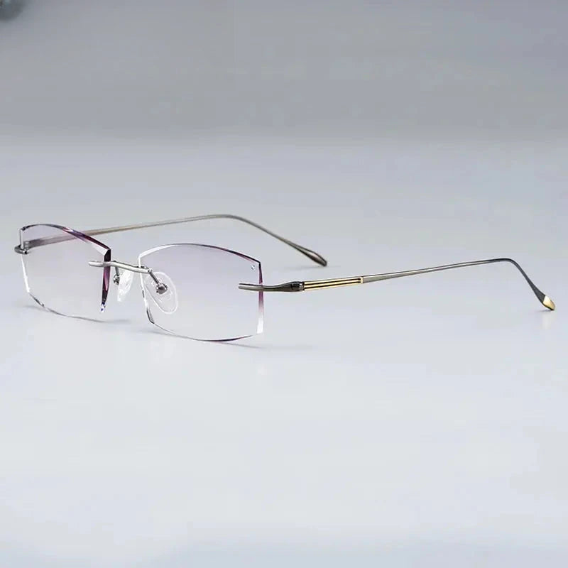 Unisex Oval Rimless Titanium Prescription Glasses 879083 — view 3 | Rx Spectacle