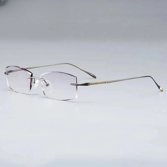 Unisex Oval Rimless Titanium Prescription Glasses 879083 — view 1 | Rx Spectacle
