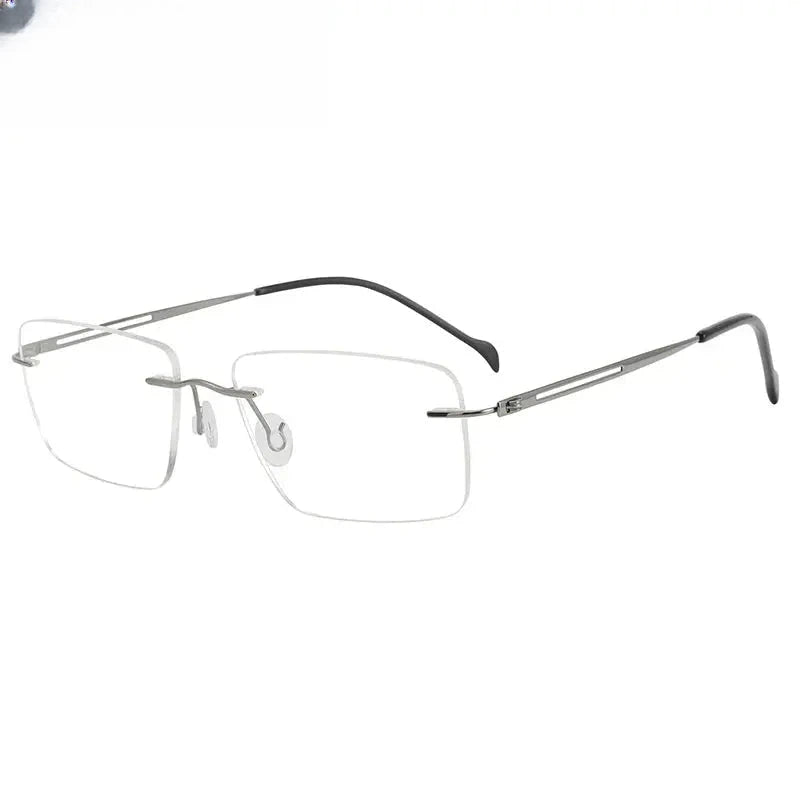 Unisex Square Rimless Titanium Prescription Glasses 875019 — view 6 | Rx Spectacle