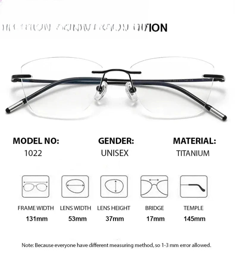 Women's Polygon Rimless Titanium Prescription Glasses 10227 — view 2 | Rx Spectacle
