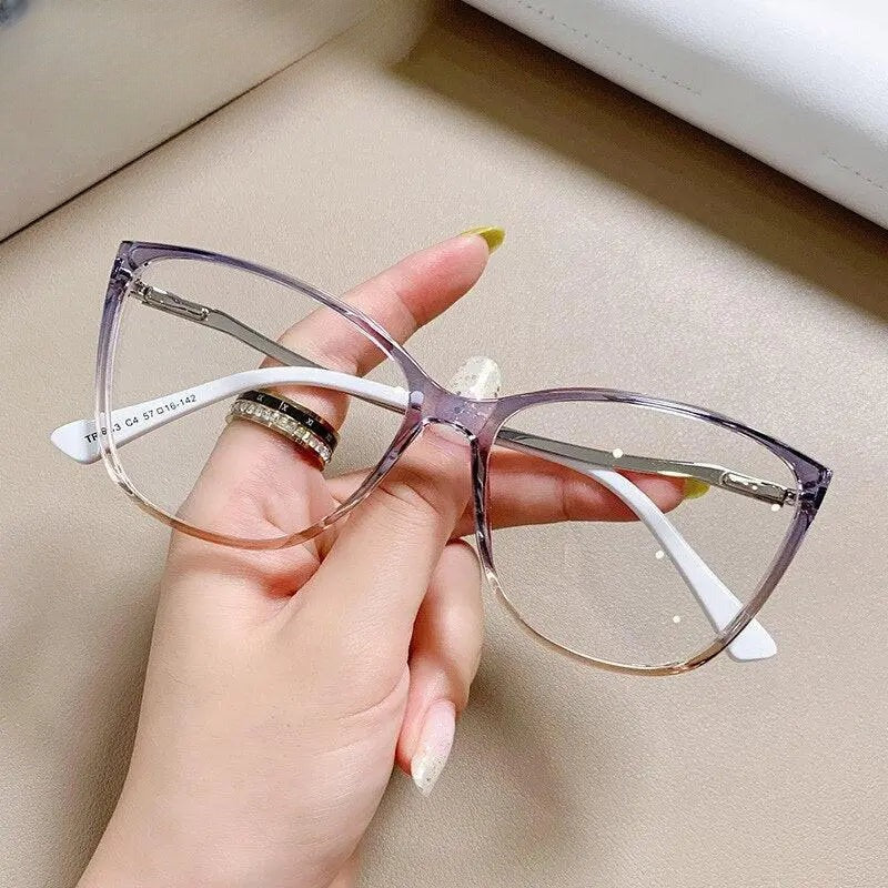 Women's Cat Eye Full Rim Titanium Prescription Glasses 7843 — view 10 | Rx Spectacle
