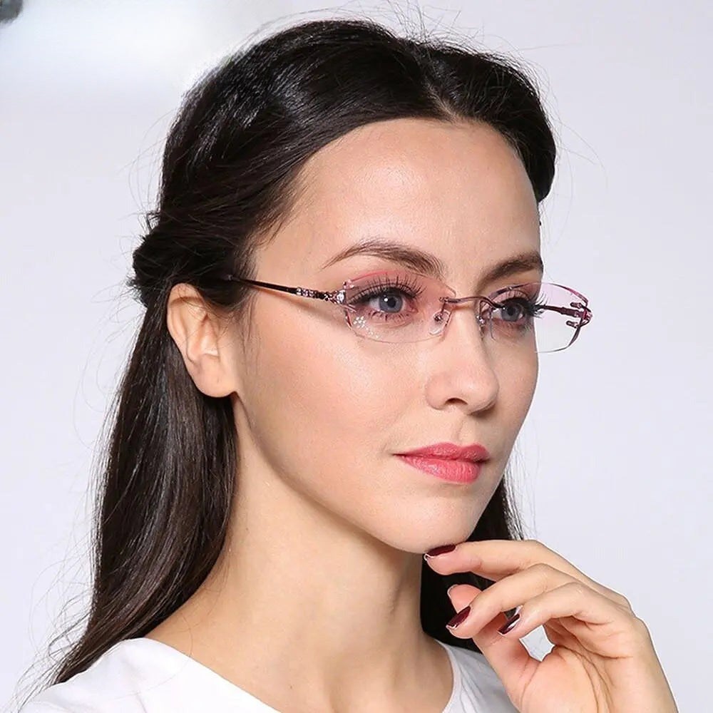 Women's Square Rimless Titanium Prescription Glasses 1006 — view 3 | Rx Spectacle