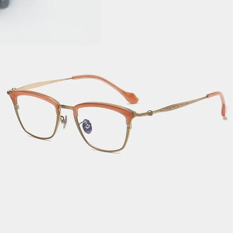 Unisex Browline Full Rim Titanium Prescription Glasses Gxyj1460 — view 7 | Rx Spectacle