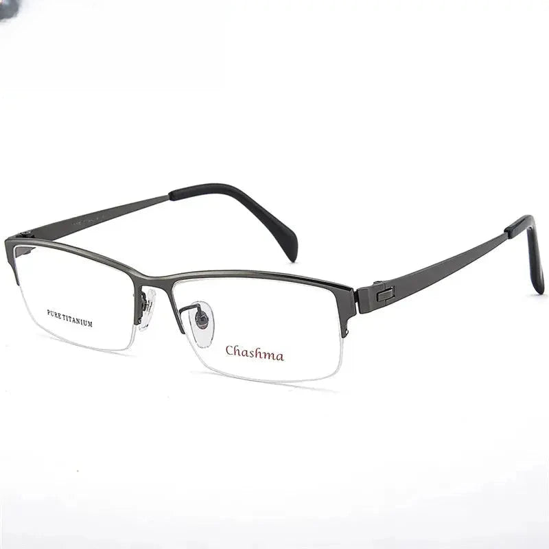 Unisex Polygon Semi-Rimless Titanium Prescription Glasses 778179 — view 3 | Rx Spectacle