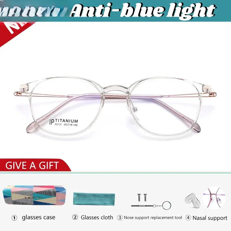 Women's Round Full Rim Titanium Reading Glasses 50131 — view 7 | Rx Spectacle