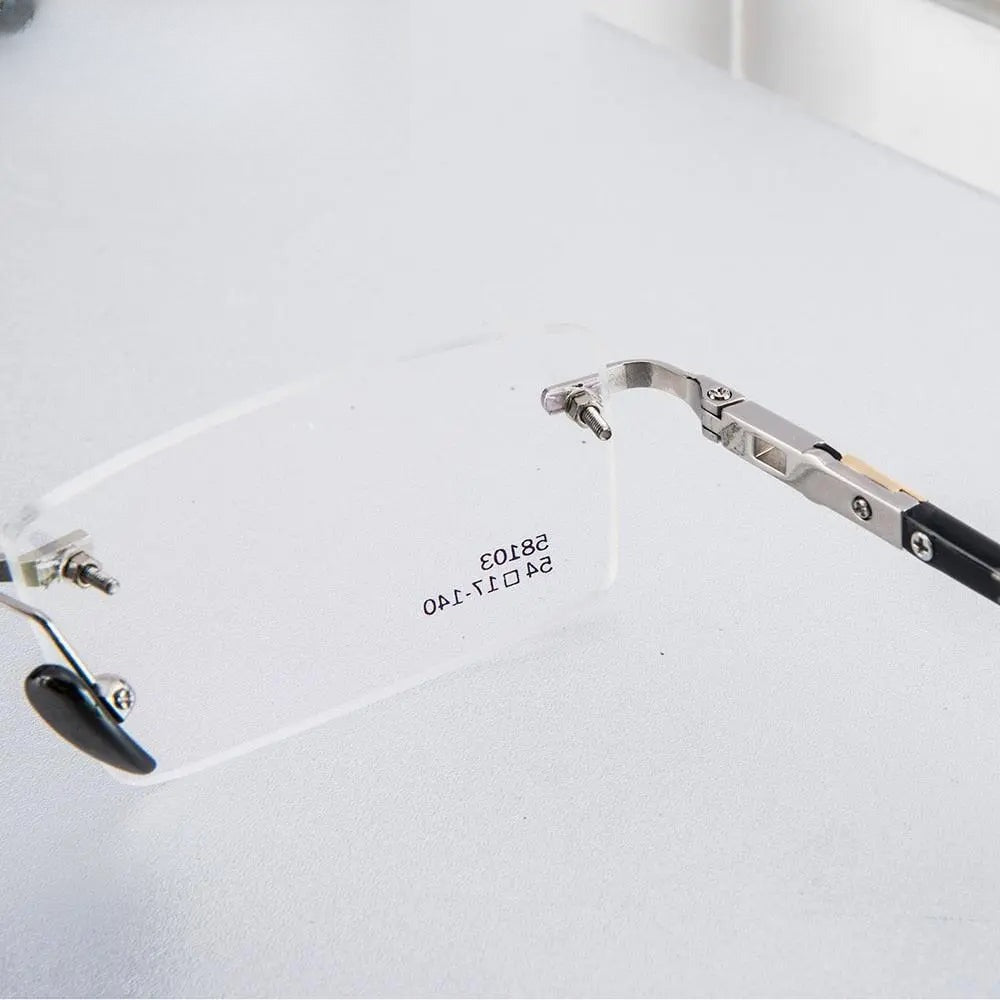 Men's Rectangular Rimless Titanium Prescription Glasses 58103 — view 9 | Rx Spectacle