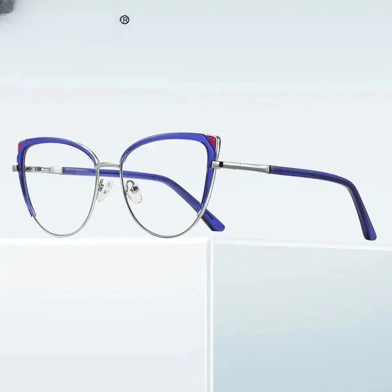 Women's Cat Eye Full Rim Alloy Reading Glasses 43124 — view 3 | Rx Spectacle