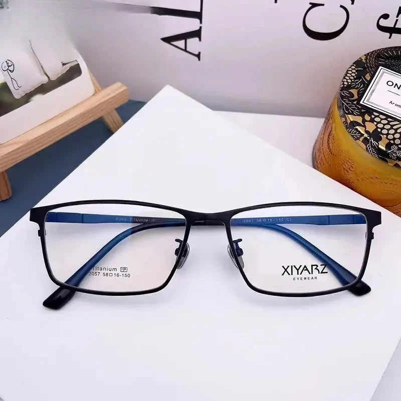 Unisex Square Full Rim Titanium Oversized Prescription Glasses 882057 — view 6 | Rx Spectacle