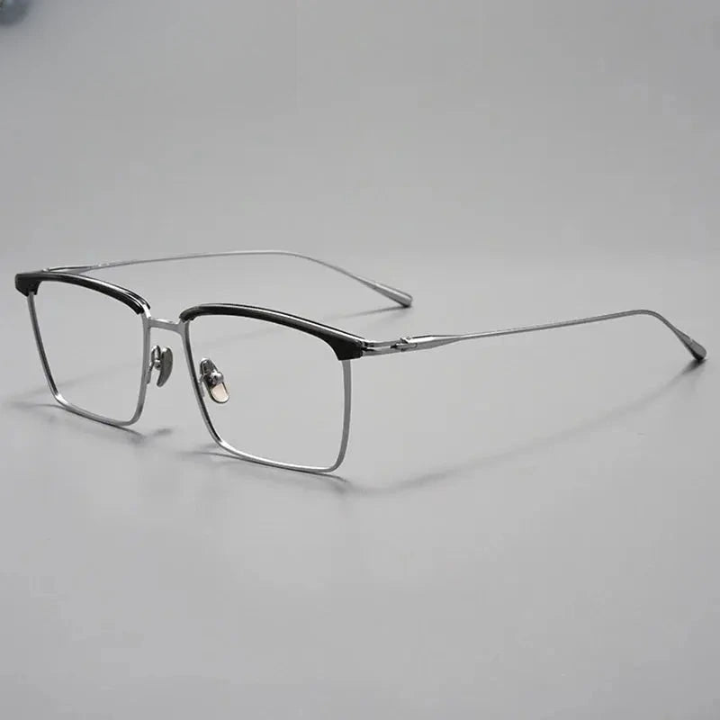 Unisex Browline Full Rim Titanium Prescription Glasses 39887 — view 4 | Rx Spectacle
