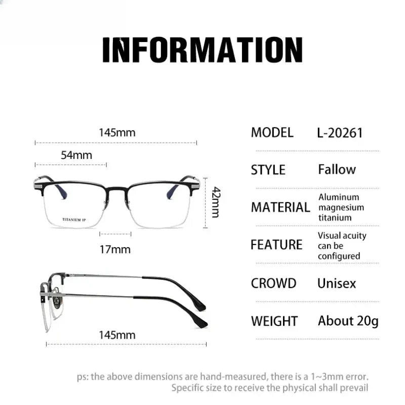 Unisex Square Semi-Rimless Titanium Reading Glasses V20261 — view 5 | Rx Spectacle
