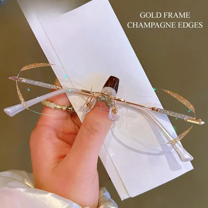 Women's Rectangular Rimless Titanium Prescription Glasses 88606 — view 3 | Rx Spectacle