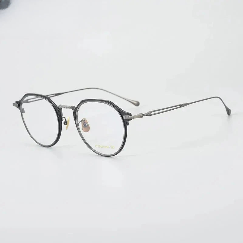 Unisex Polygon Full Rim Titanium Prescription Glasses 871061 — view 4 | Rx Spectacle