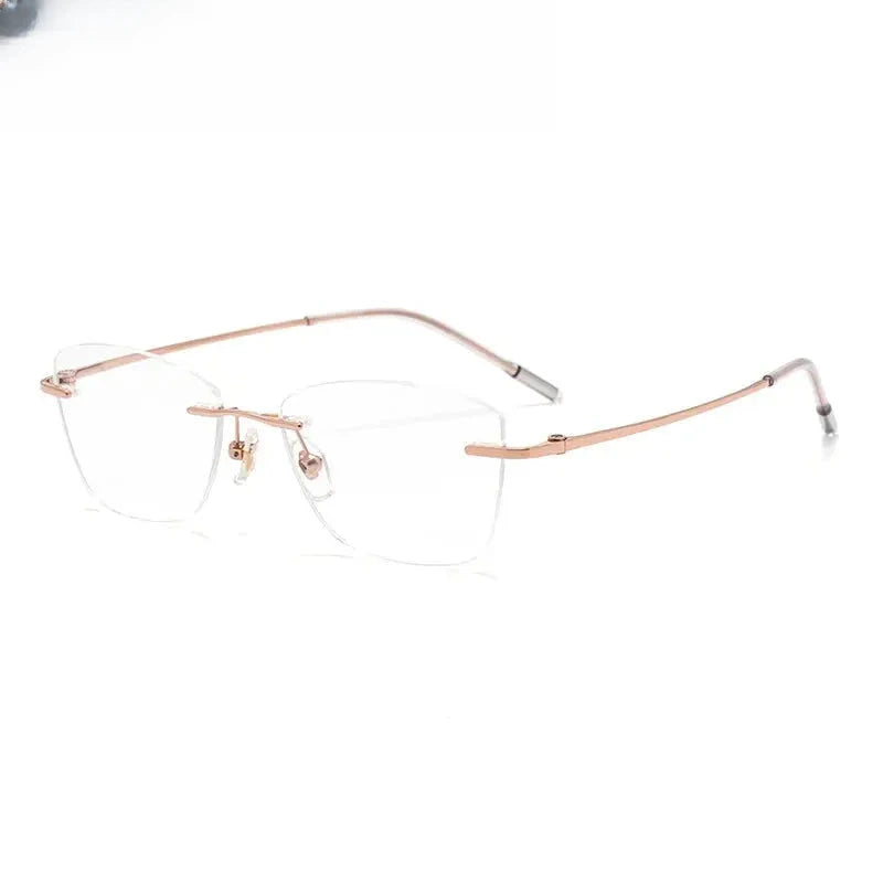 Women's Polygon Rimless Titanium Prescription Glasses 10227 — view 5 | Rx Spectacle