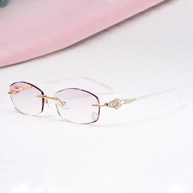 Women's Oval Rimless Titanium Prescription Glasses 2889 — view 10 | Rx Spectacle