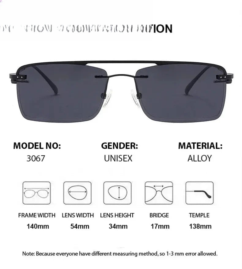 Men's Square Rimless Alloy Clip-On Prescription Glasses 613067 — view 2 | Rx Spectacle
