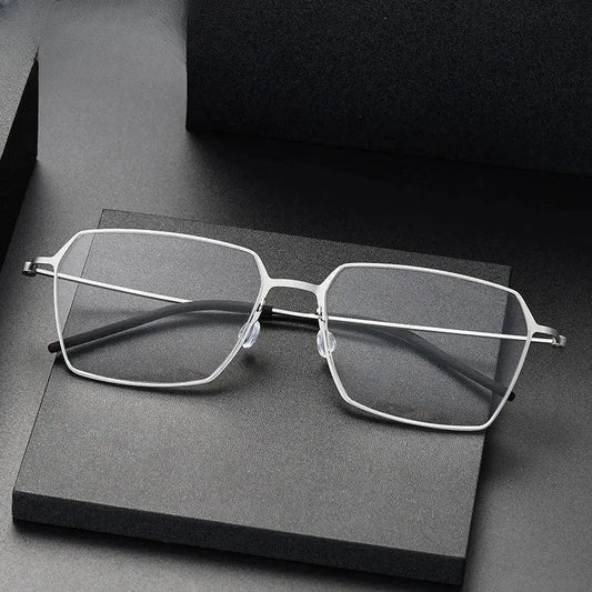 Unisex Square Full Rim Titanium Flat Top Prescription Glasses O5514 — view 1 | Rx Spectacle