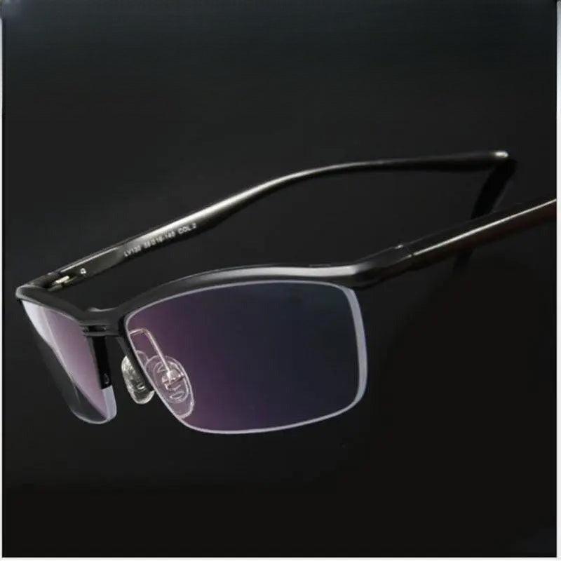 Unisex Rectangular Semi-Rimless Titanium Prescription Glasses Lv130 — view 1 | Rx Spectacle