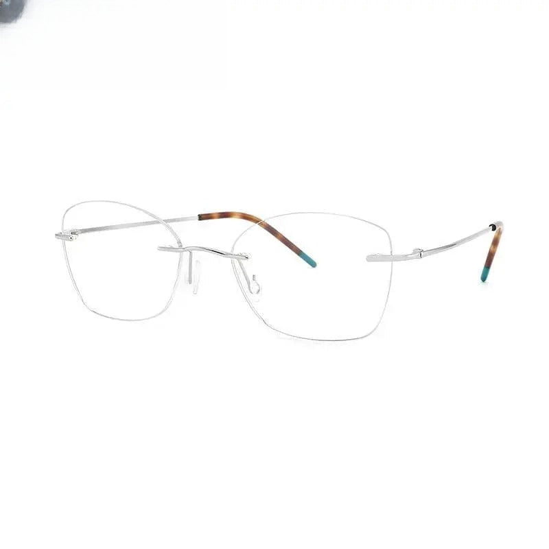 Unisex Square Rimless Titanium Prescription Glasses 9017 — view 7 | Rx Spectacle
