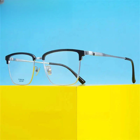 Men's Square Full Rim Titanium Prescription Glasses 881079 — view 1 | Rx Spectacle