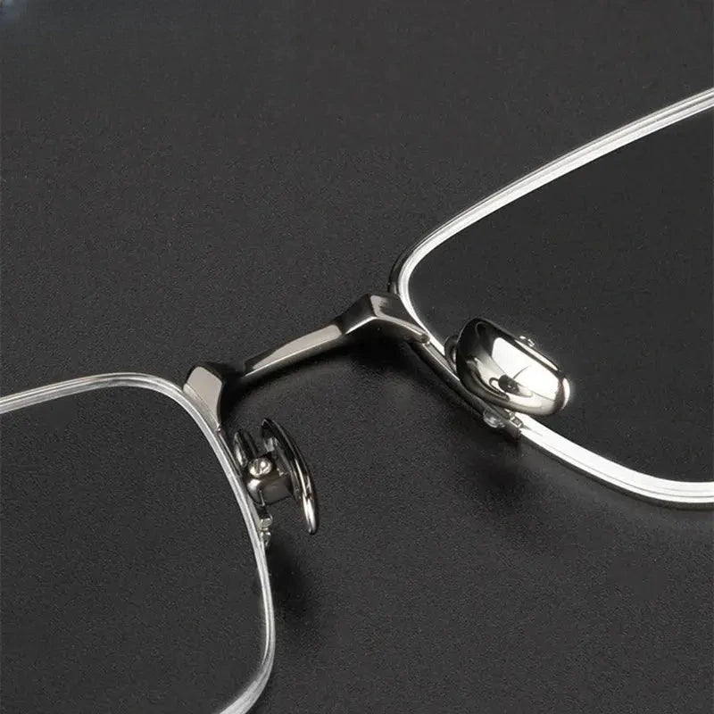 Men's Square Semi-Rimless Titanium Prescription Glasses 3812 — view 4 | Rx Spectacle