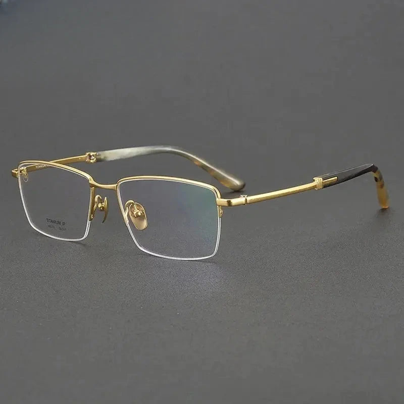 Unisex Square Semi-Rimless Titanium Prescription Glasses 932370 — view 4 | Rx Spectacle