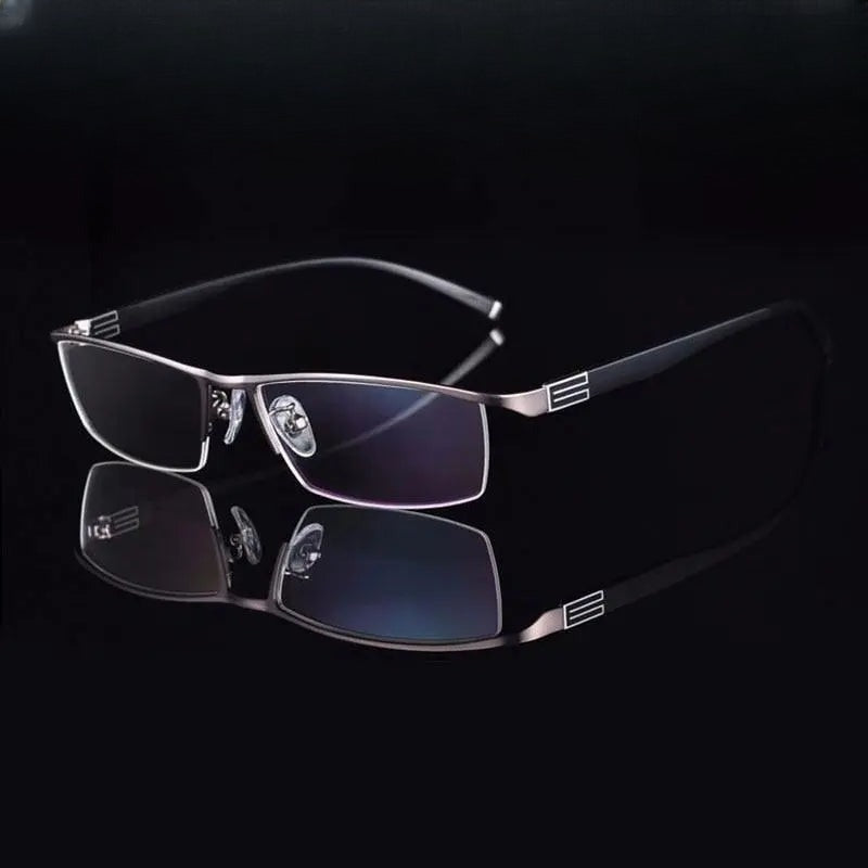Men's Rectangular Semi-Rimless Titanium Prescription Glasses 56170 — view 1 | Rx Spectacle