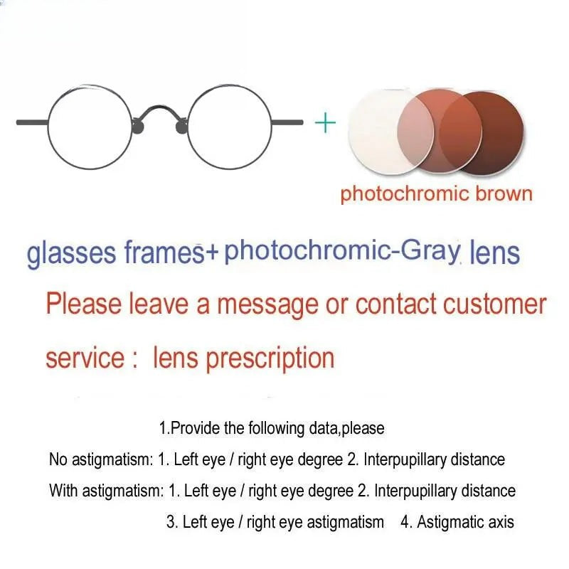 Unisex Round Full Rim Stainless Steel Prescription Glasses Y065 — view 9 | Rx Spectacle