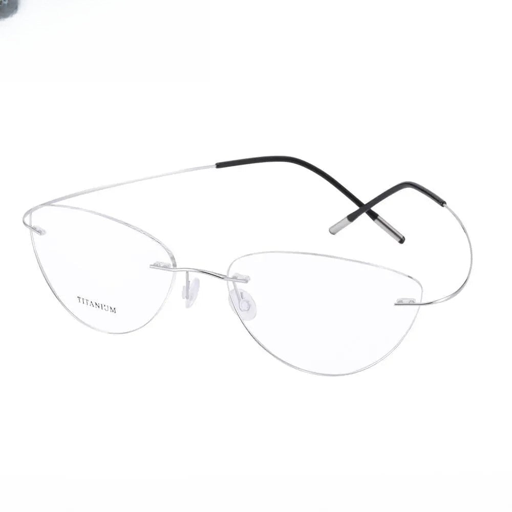 Unisex Cat Eye Rimless Titanium Prescription Glasses 20003 — view 4 | Rx Spectacle
