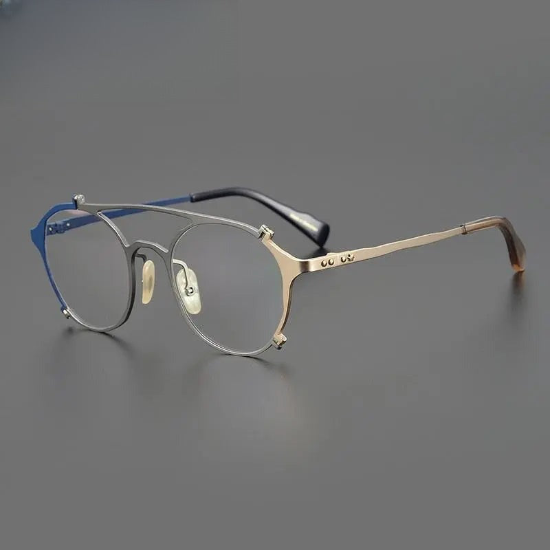 Unisex Round Full Rim Titanium Double Bridge Prescription Glasses Gxyj1026 — view 1 | Rx Spectacle
