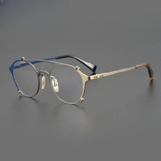 Unisex Round Full Rim Titanium Double Bridge Prescription Glasses Gxyj1026 — view 1 | Rx Spectacle